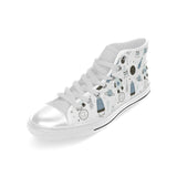 Hand drawn space elements space rocket star planet Men's High Top Canvas Shoes White