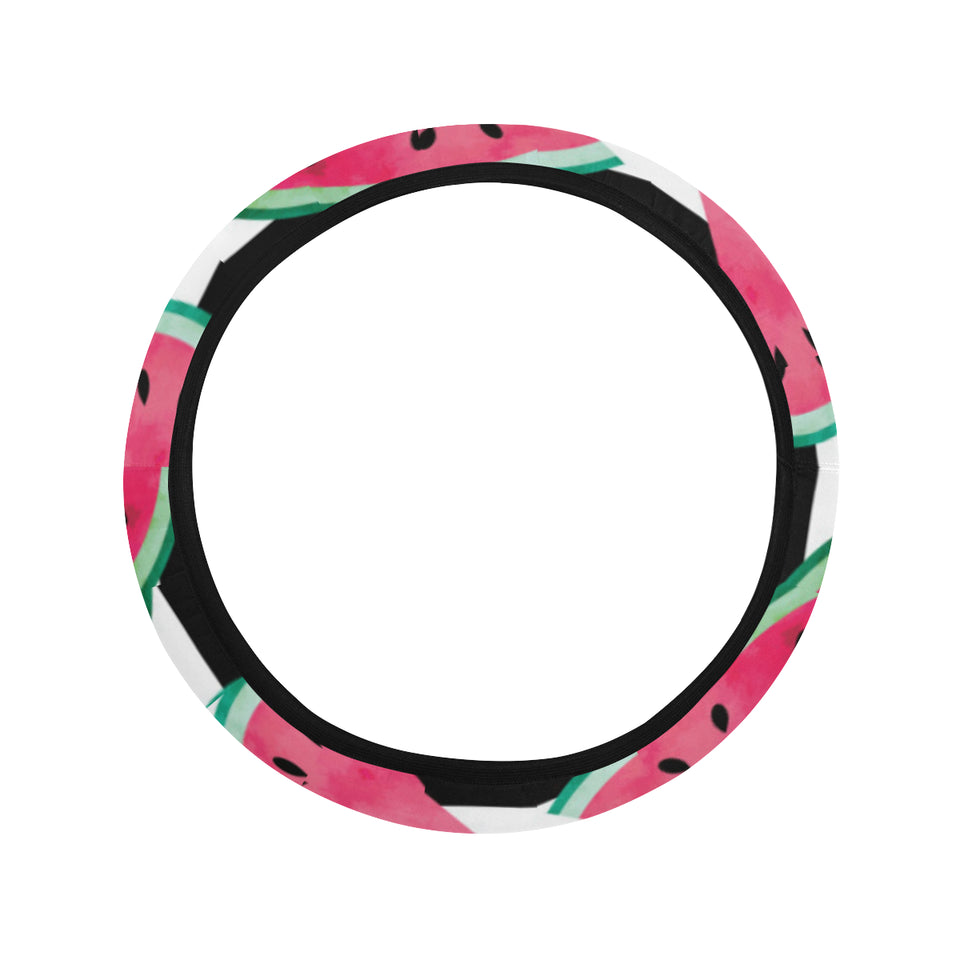 Watercolor paint textured watermelon pieces Car Steering Wheel Cover