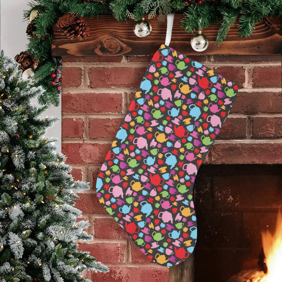 Tea pots Pattern Print Design 01 Christmas Stocking
