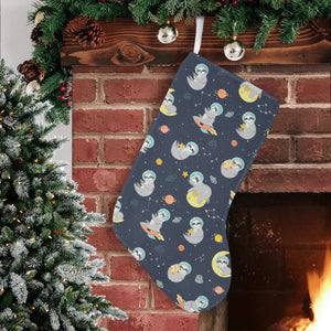 Cute sloth astronaut star planet rocket pattern Christmas Stocking