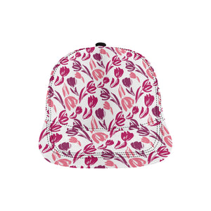 pink sketch tulip pattern All Over Print Snapback Cap