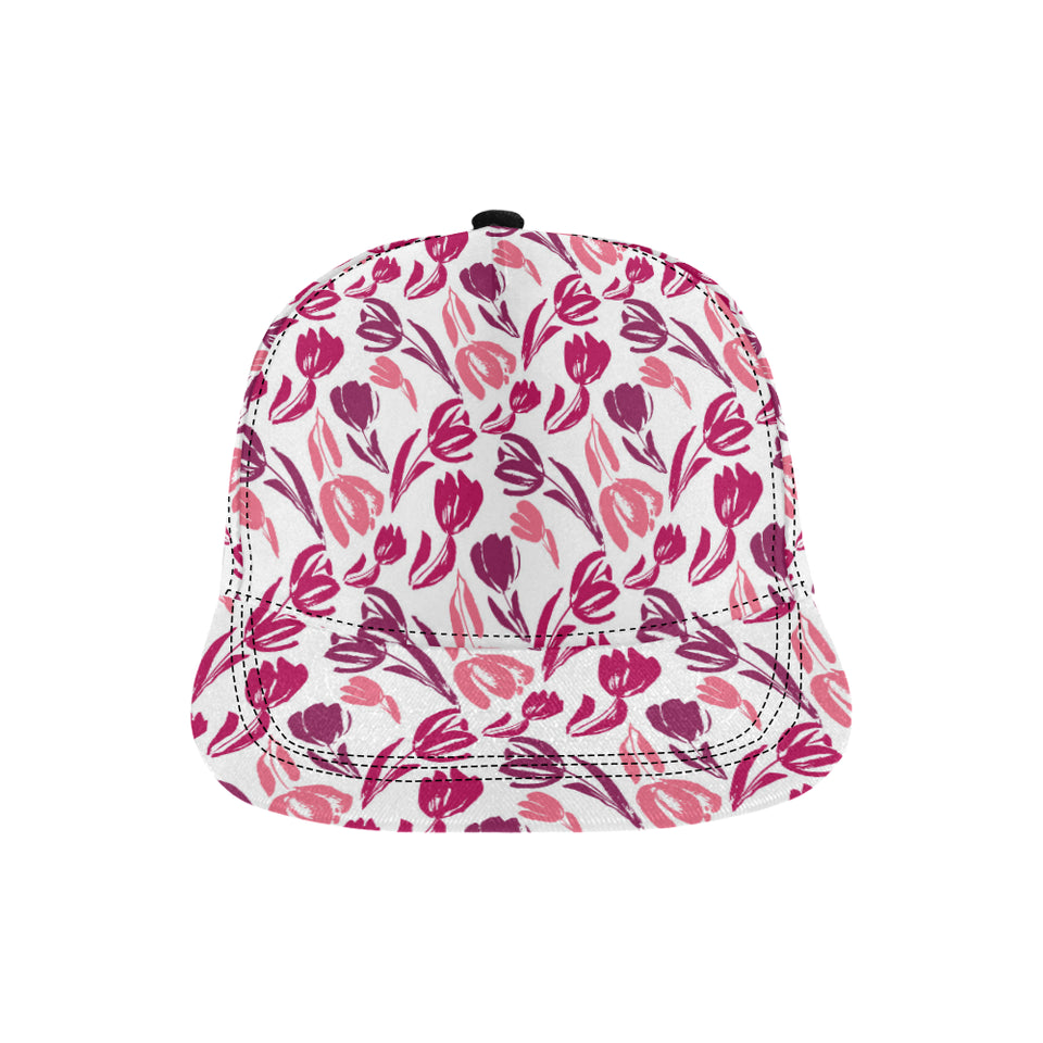 pink sketch tulip pattern All Over Print Snapback Cap