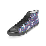 Colorful butterfly flower pattern.eps Women's High Top Canvas Shoes Black