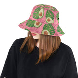Avocado slices leaves pink back ground Unisex Bucket Hat