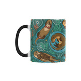 cute brown sea otters ornamental seaweed corals gr Morphing Mug Heat Changing Mug