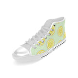 slice of lemon pattern Men's High Top Canvas Shoes White