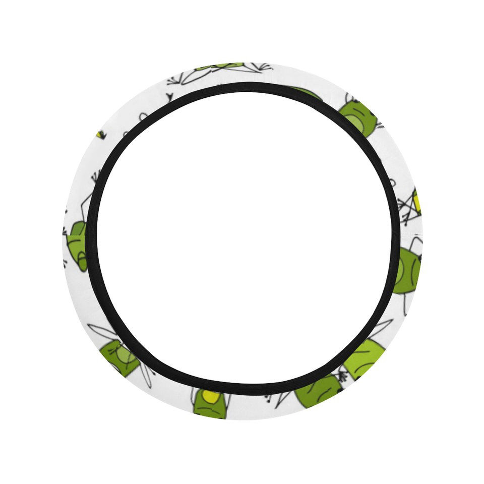 Sketch funny frog pattern Car Steering Wheel Cover