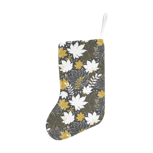 Beautiful gold autumn maple leaf pattern Christmas Stocking