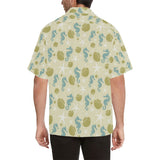 Seahorse shell starfish pattern background Men's All Over Print Hawaiian Shirt