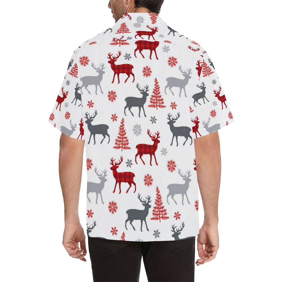 Deer tree snowflakes chrismas pattern Men's All Over Print Hawaiian Shirt