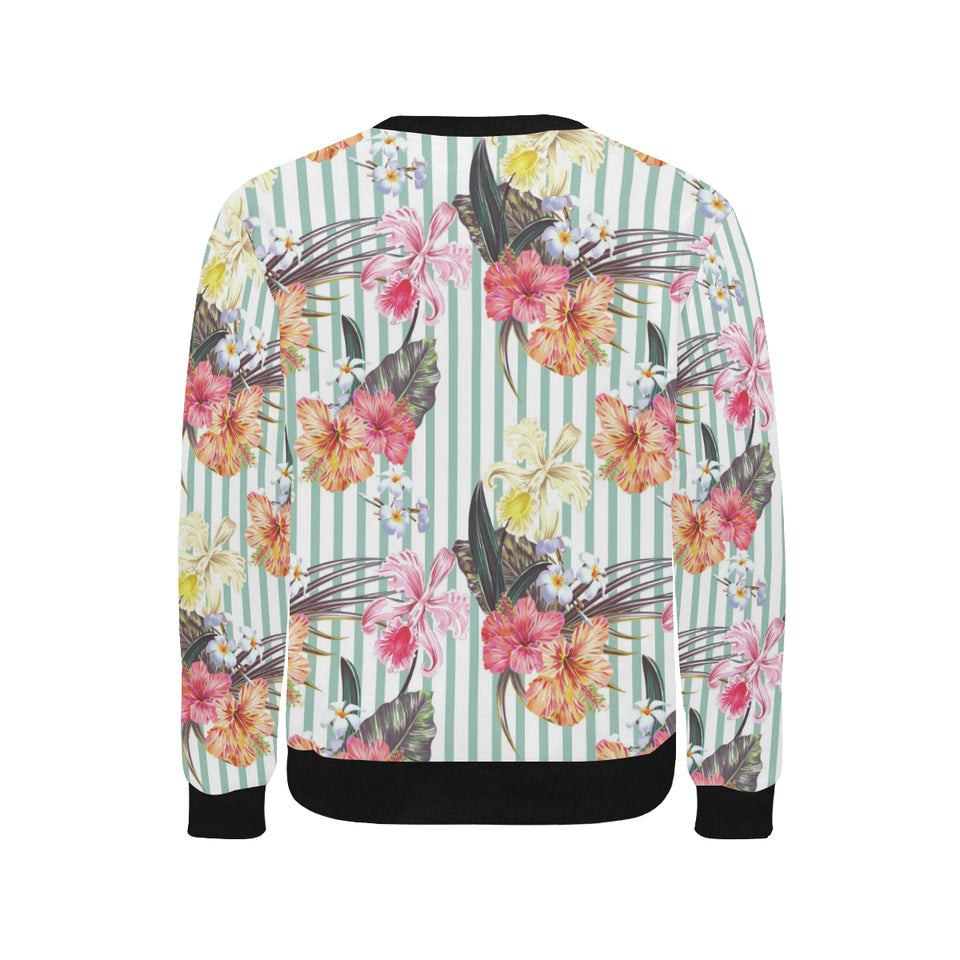Colorful orchid flower pattern Men's Crew Neck Sweatshirt
