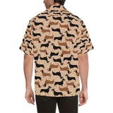 Dachshund floral background Men's All Over Print Hawaiian Shirt