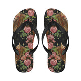 Horse head wild roses pattern Unisex Flip Flops