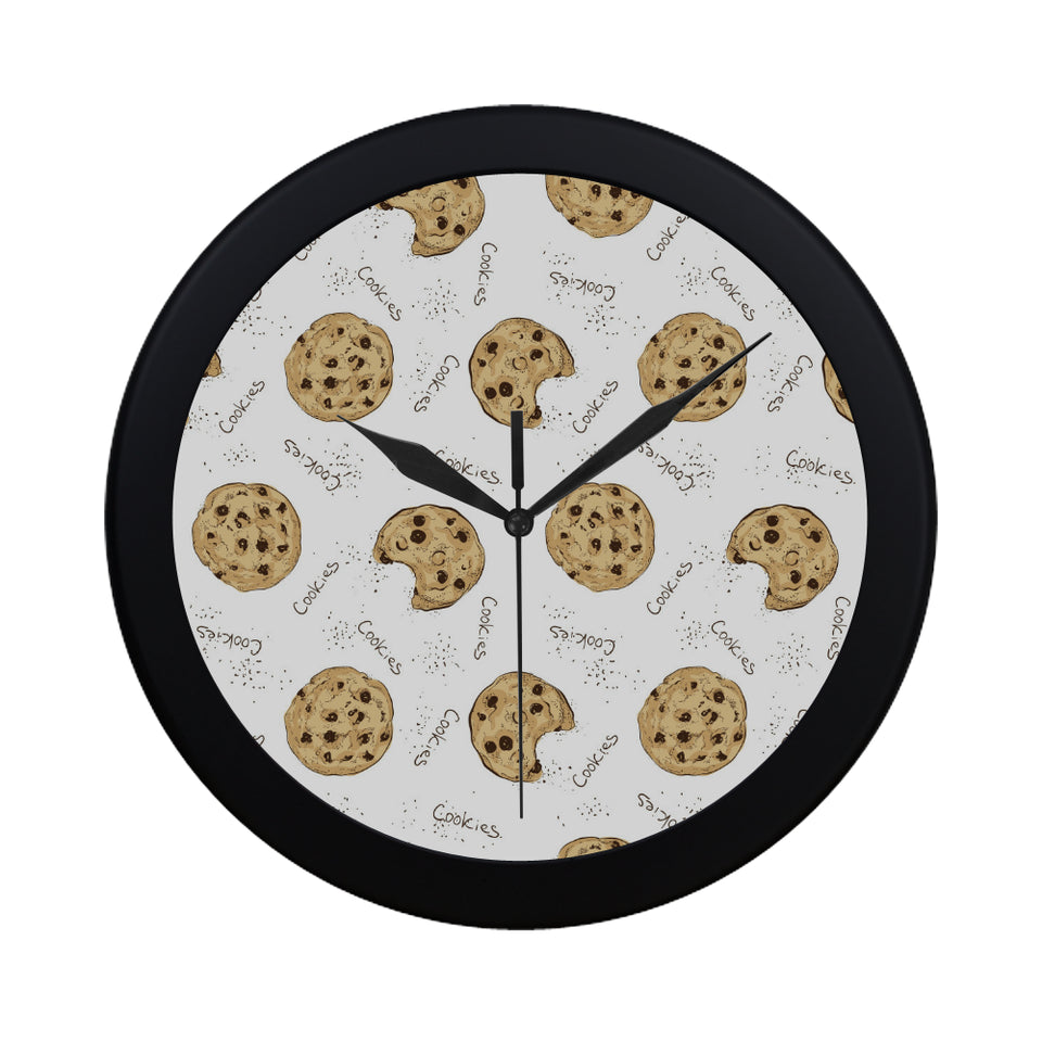 Sketch style cookie pattern Elegant Black Wall Clock