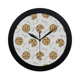Sketch style cookie pattern Elegant Black Wall Clock
