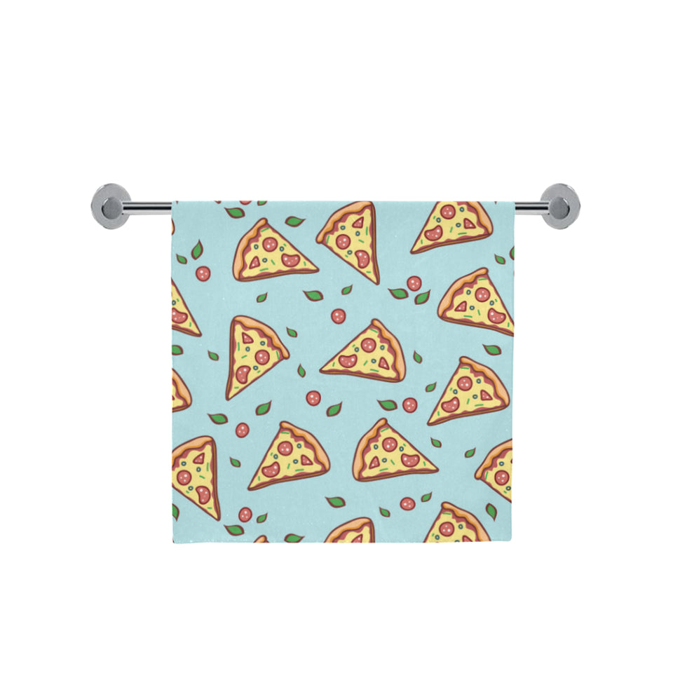 Hand drawn pizza blue background Bath Towel