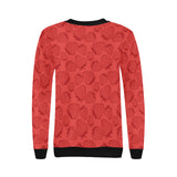 strawberry pattern red background Women's Crew Neck Sweatshirt