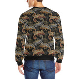 Chameleon lizard tropical leaves palm tree Men's Crew Neck Sweatshirt