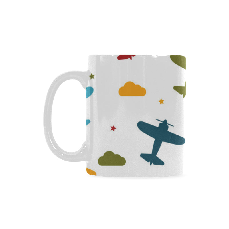 Airplane star cloud colorful Classical White Mug (Fulfilled In US)