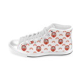 Daruma japanese wooden doll design pattern Men's High Top Canvas Shoes White