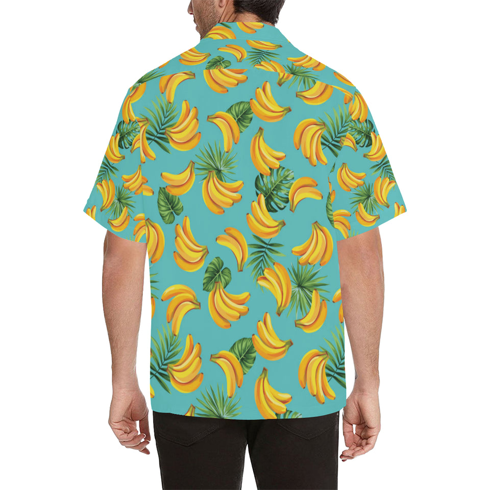 Banana Palm Leaves pattern background Men's All Over Print Hawaiian Shirt