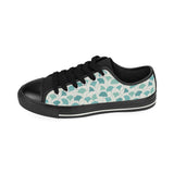 Green ginkgo leaves pattern Men's Low Top Canvas Shoes Black