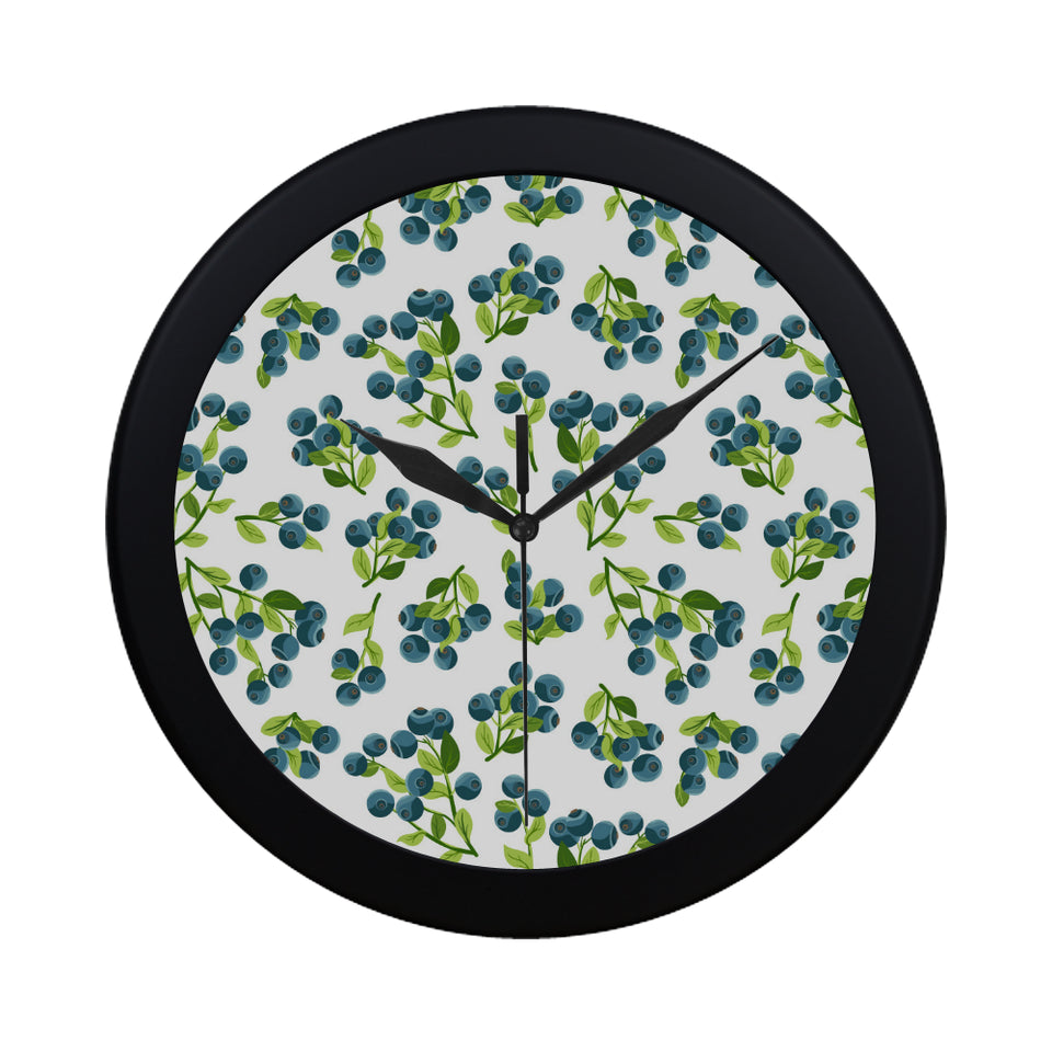 blueberry white background Elegant Black Wall Clock