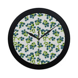 blueberry white background Elegant Black Wall Clock