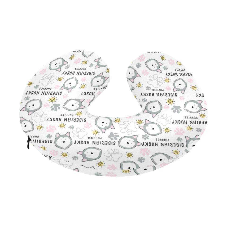 Siberian Husky design pattern U-Shaped Travel Neck Pillow