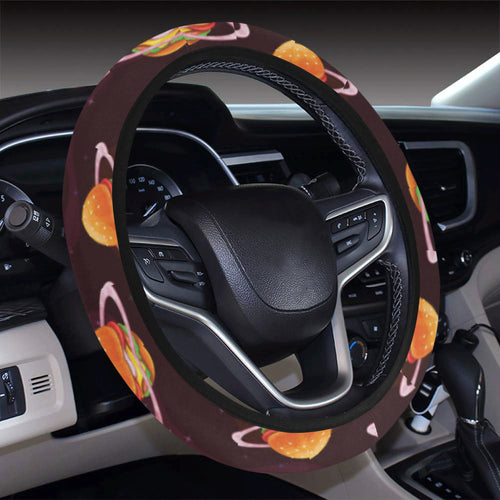 Hamburger Pattern Print Design 05 Car Steering Wheel Cover