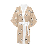 Cute raccoon heart pattern Women's Short Kimono Robe