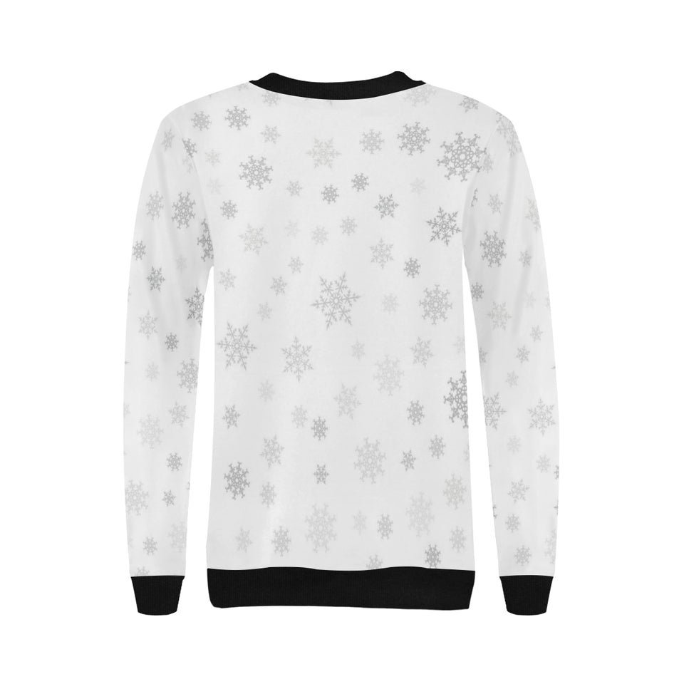 Snowflake pattern white background Women's Crew Neck Sweatshirt