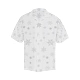 Snowflake pattern white background Men's All Over Print Hawaiian Shirt