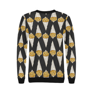 French fries dark background Women's Crew Neck Sweatshirt