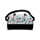 Toucan tropical flower leave pattern Shoulder Handbag