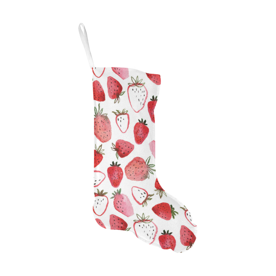 watercolor hand drawn beautiful strawberry pattern Christmas Stocking