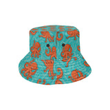 Octopus turquoise background Unisex Bucket Hat
