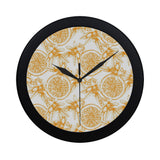 hand drawn orange fruit pattern Elegant Black Wall Clock