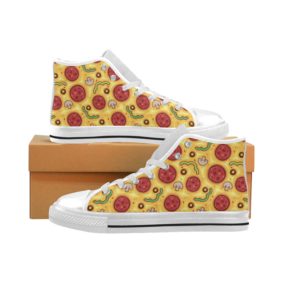 Pizza texture pattern Men's High Top Canvas Shoes White