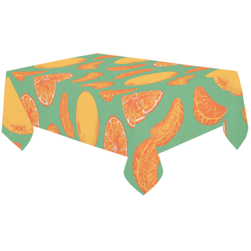 orange fruit pattern green background Tablecloth