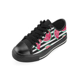 Watercolor paint textured watermelon pieces Men's Low Top Canvas Shoes Black