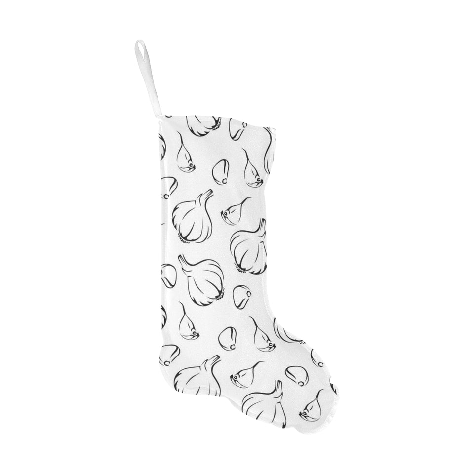 Garlic pattern black white Christmas Stocking