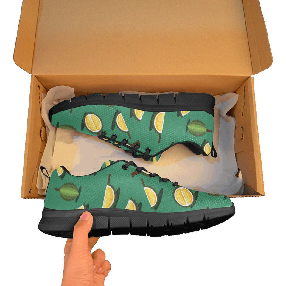 Durian pattern green background Men's Sneaker Shoes