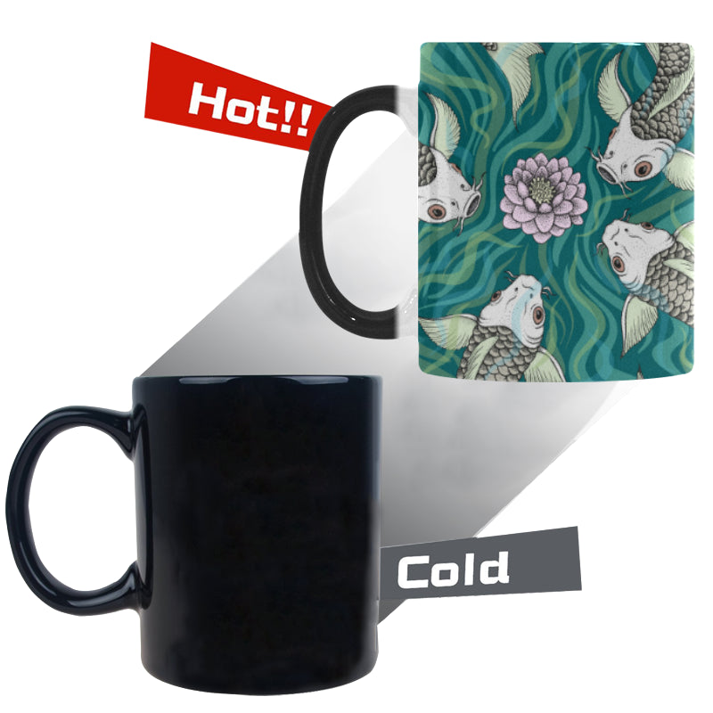 Koi Fish Carp Fish lotus pattern Morphing Mug Heat Changing Mug