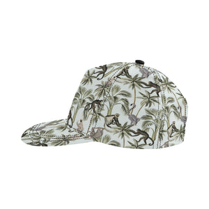 Monkey sloth lemur palm trees pattern All Over Print Snapback Cap