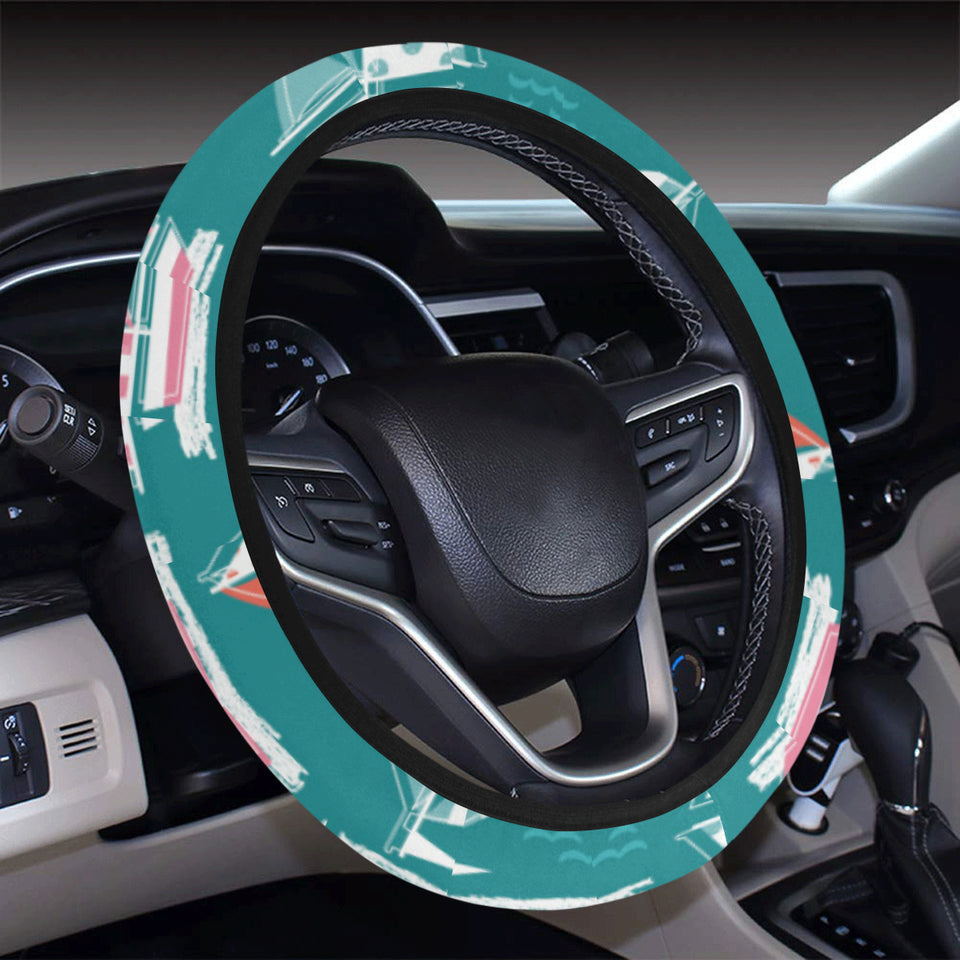 Cute sailboat pattern Car Steering Wheel Cover