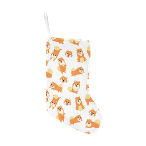 Brown pomeranian pattern Christmas Stocking