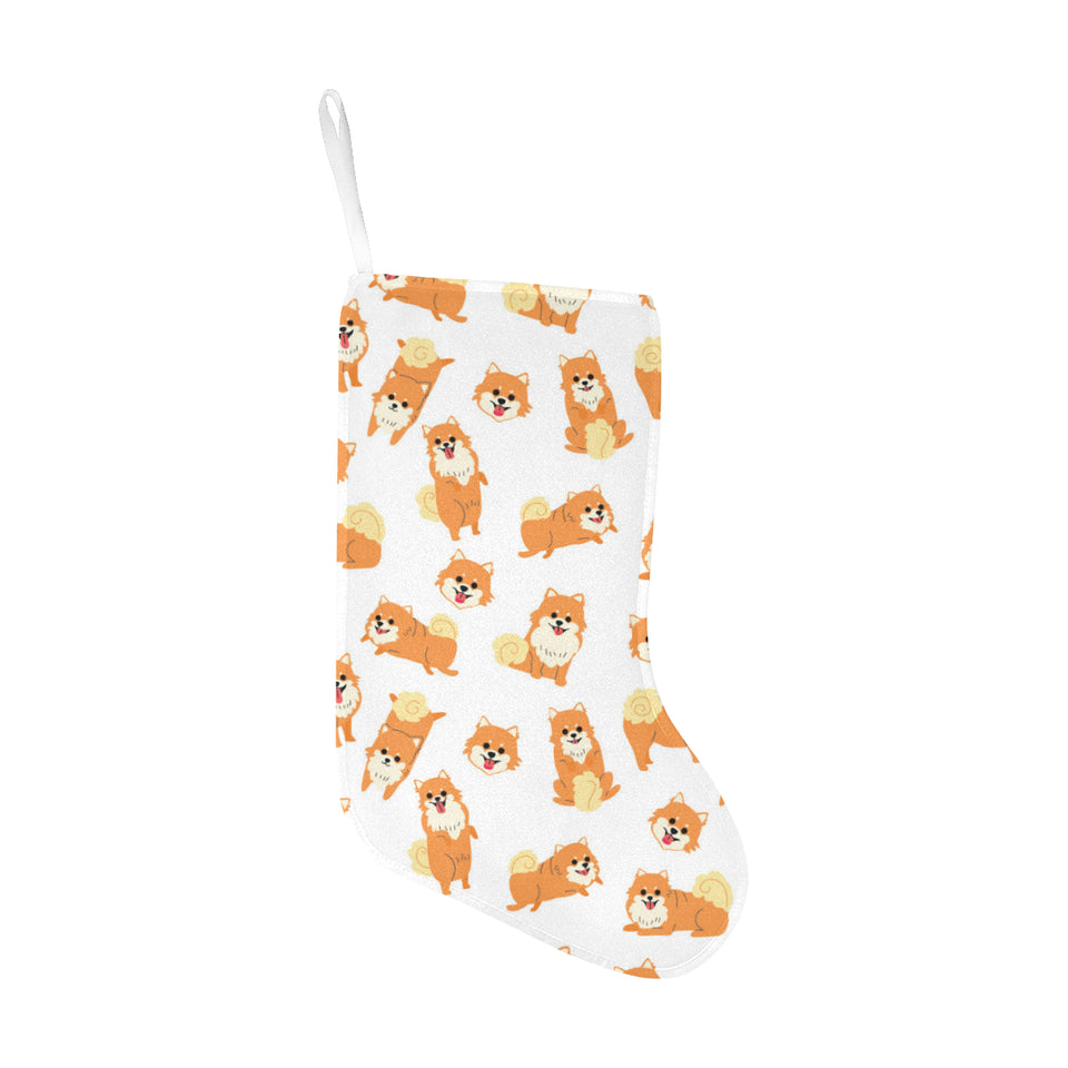 Brown pomeranian pattern Christmas Stocking