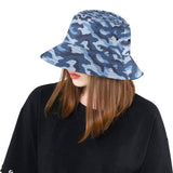 Blue camouflage pattern Unisex Bucket Hat