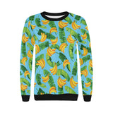 banana leaves banana design pattern Women's Crew Neck Sweatshirt